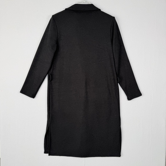 TIME AND TRU Belted Coatigan S Black Open Front Longline Duster Pockets Casual - Picture 2 of 12